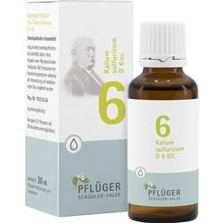 Homöopathisches Arzneimittel mit der Nummer 6 in einer Flasche und Verpackung.