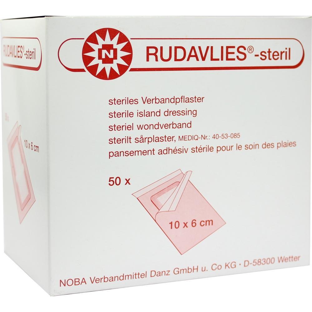 Eine weiße Schachtel mit sterilen Pflastern in verschiedenen Sprachen beschriftet.