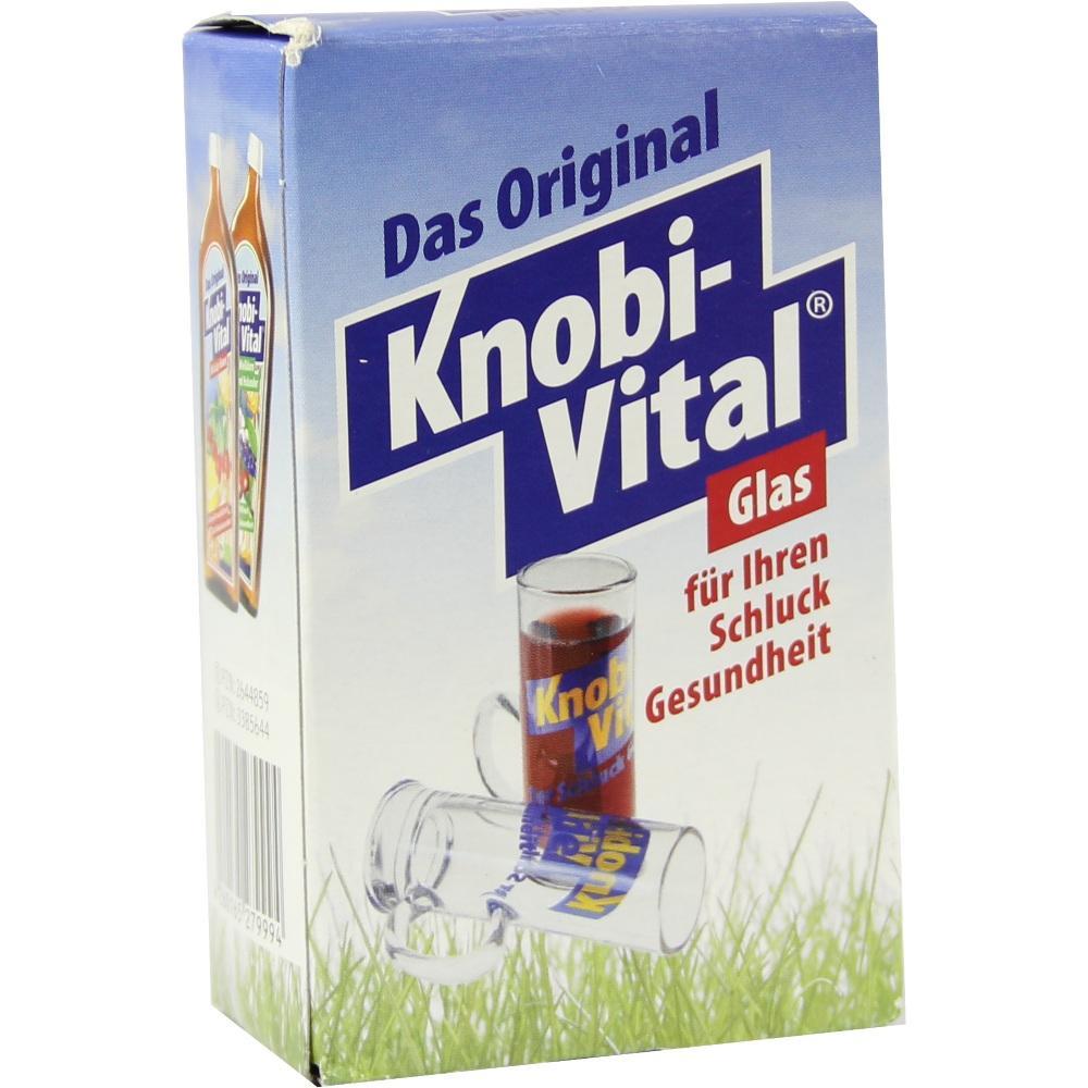 Eine Verpackung mit dem Text "Das Original Knobi-Vital" und einem Bild von Gläsern.