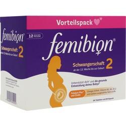 Verpackung von Femibion Schwangerschaft 2 Nahrungsergänzungsmittel für werdende Mütter.